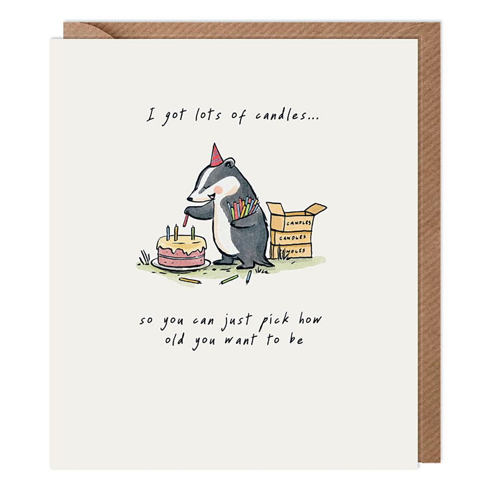 Candles Badger Birthday Card