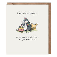 Candles Badger Birthday Card