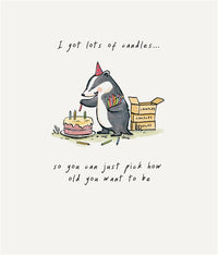 Candles Badger Birthday Card