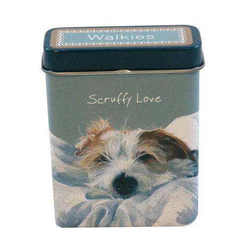 Dog Treat Tin - Rough Coat Jack Russell Scruffy Love