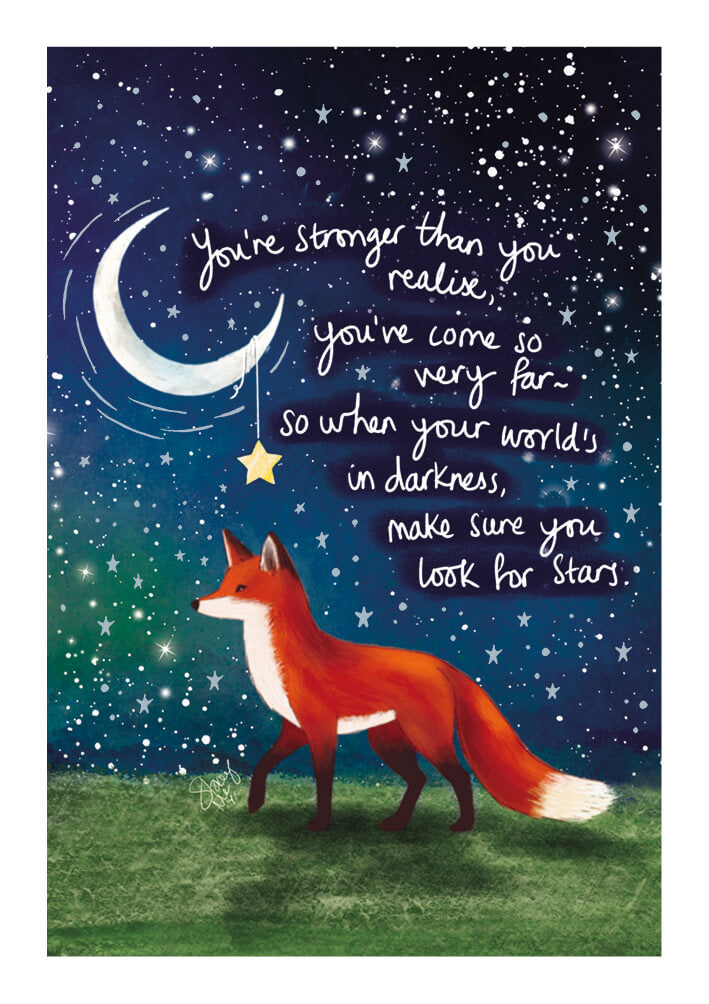 Fox Under the Moon Stronger Greeting Card