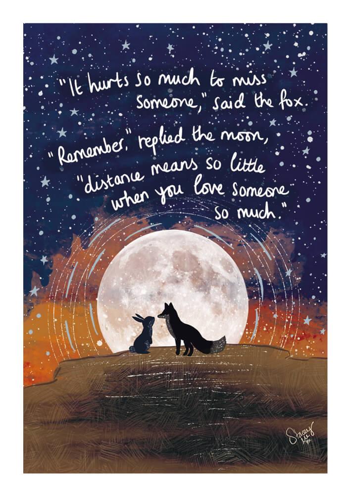 Fox Under the Moon It Hurts Greeting Card