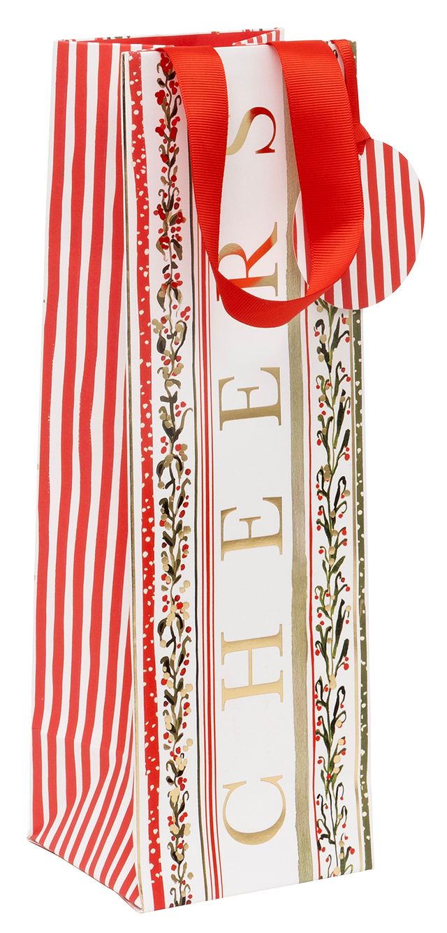 Linear Vines Xmas Bottle Gift Bag