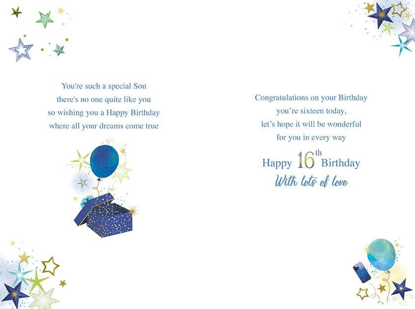 Son 16th Birthday Card