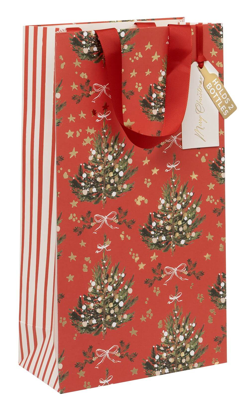 Red Fir Tree Double Bottle Christmas Gift Bag