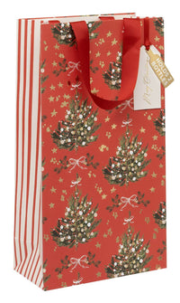 Red Fir Tree Double Bottle Christmas Gift Bag
