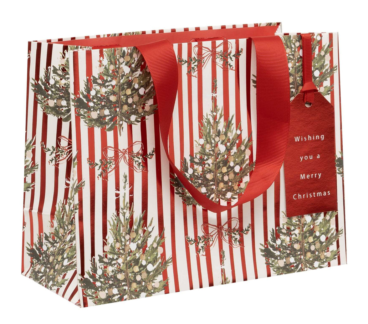 Medium Striped Spruce Christmas Gift Bag