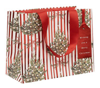 Medium Striped Spruce Christmas Gift Bag