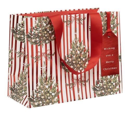 Medium Striped Spruce Christmas Gift Bag