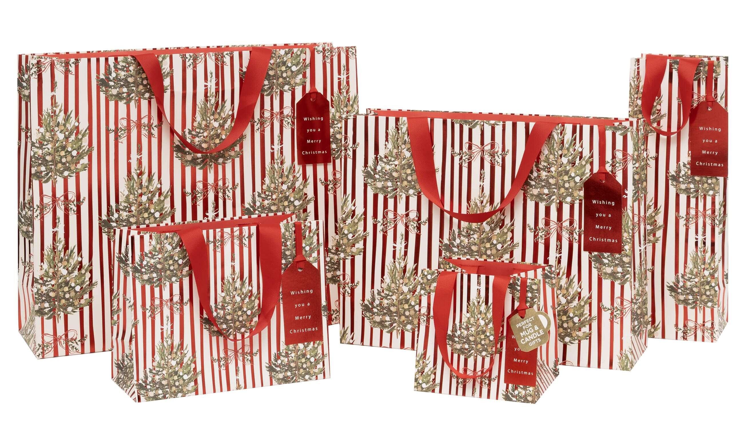 Medium Striped Spruce Christmas Gift Bag