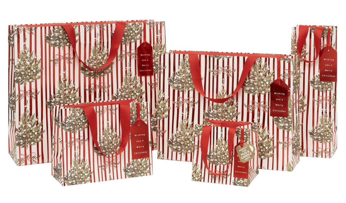 Medium Striped Spruce Christmas Gift Bag