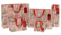 Medium Striped Spruce Christmas Gift Bag