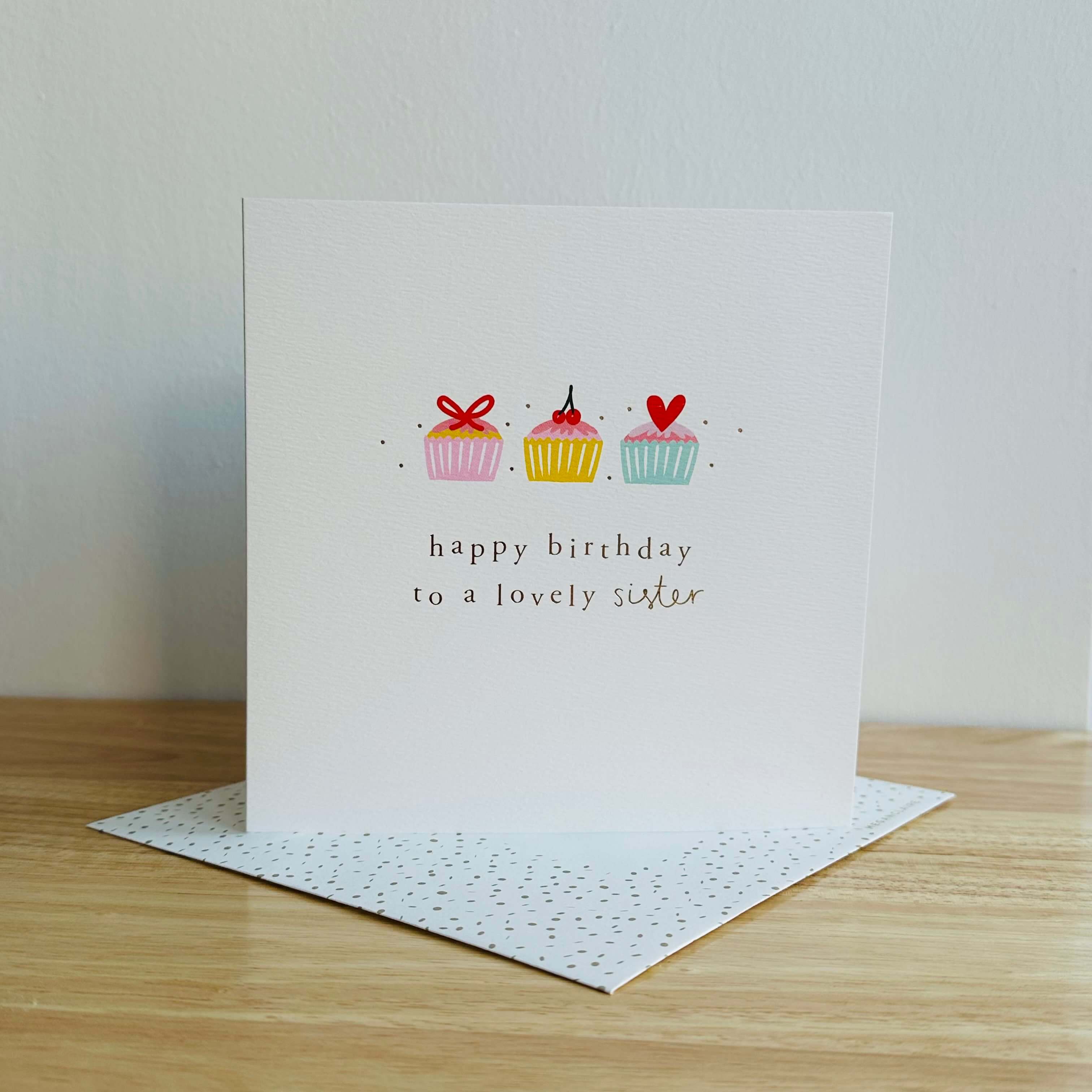 Cupcake Lovely Sister Birthday Card