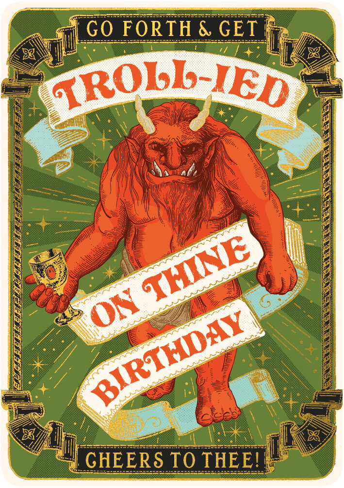 Huzzah Troll Birthday Card
