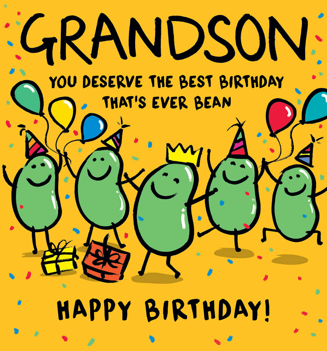 Grandson Human Bean Birthday Card
