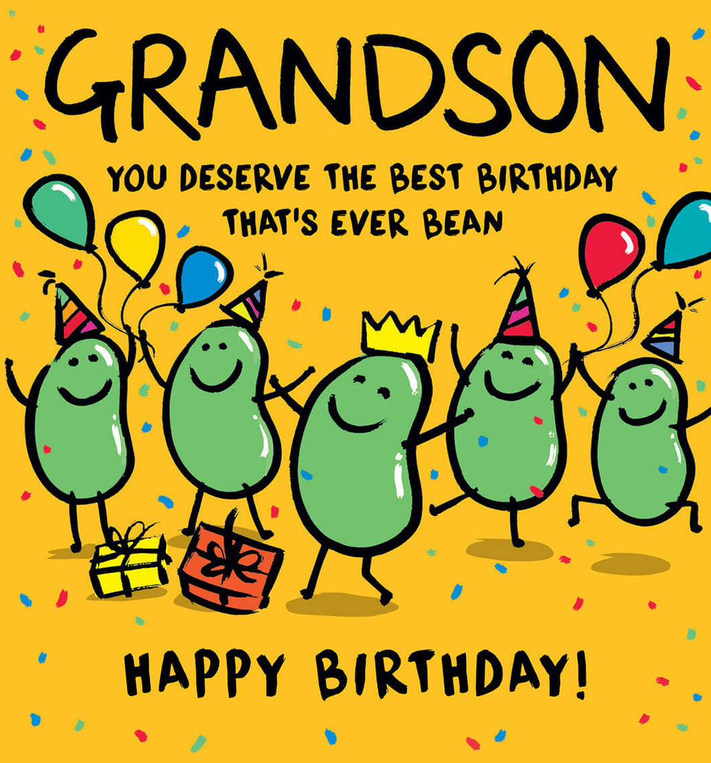 Grandson Human Bean Birthday Card