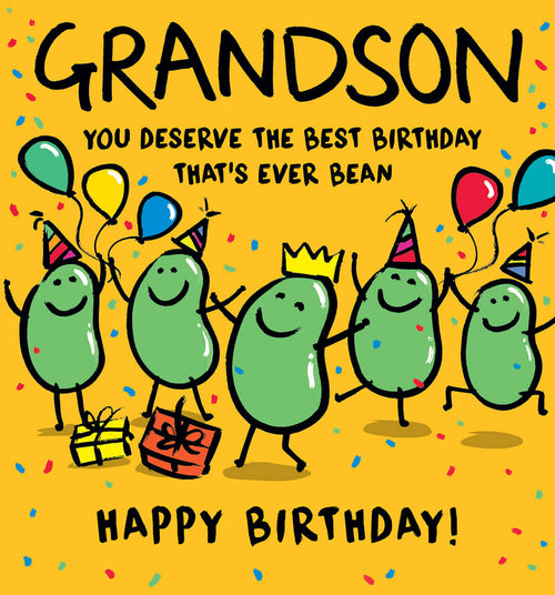 Grandson Human Bean Birthday Card