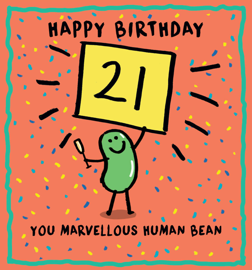 21st Human Bean Birthday Card