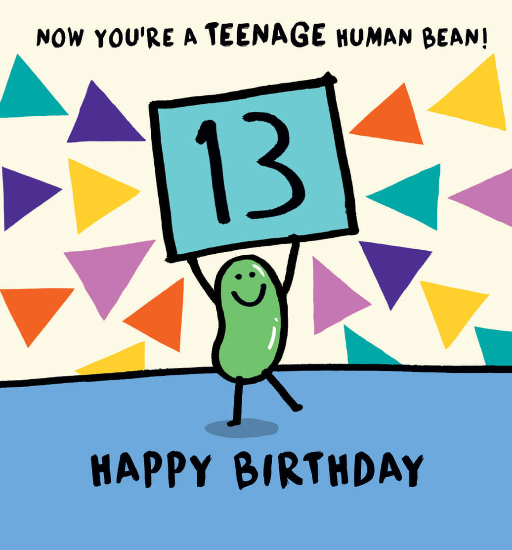 13th Human Bean Birthday Card