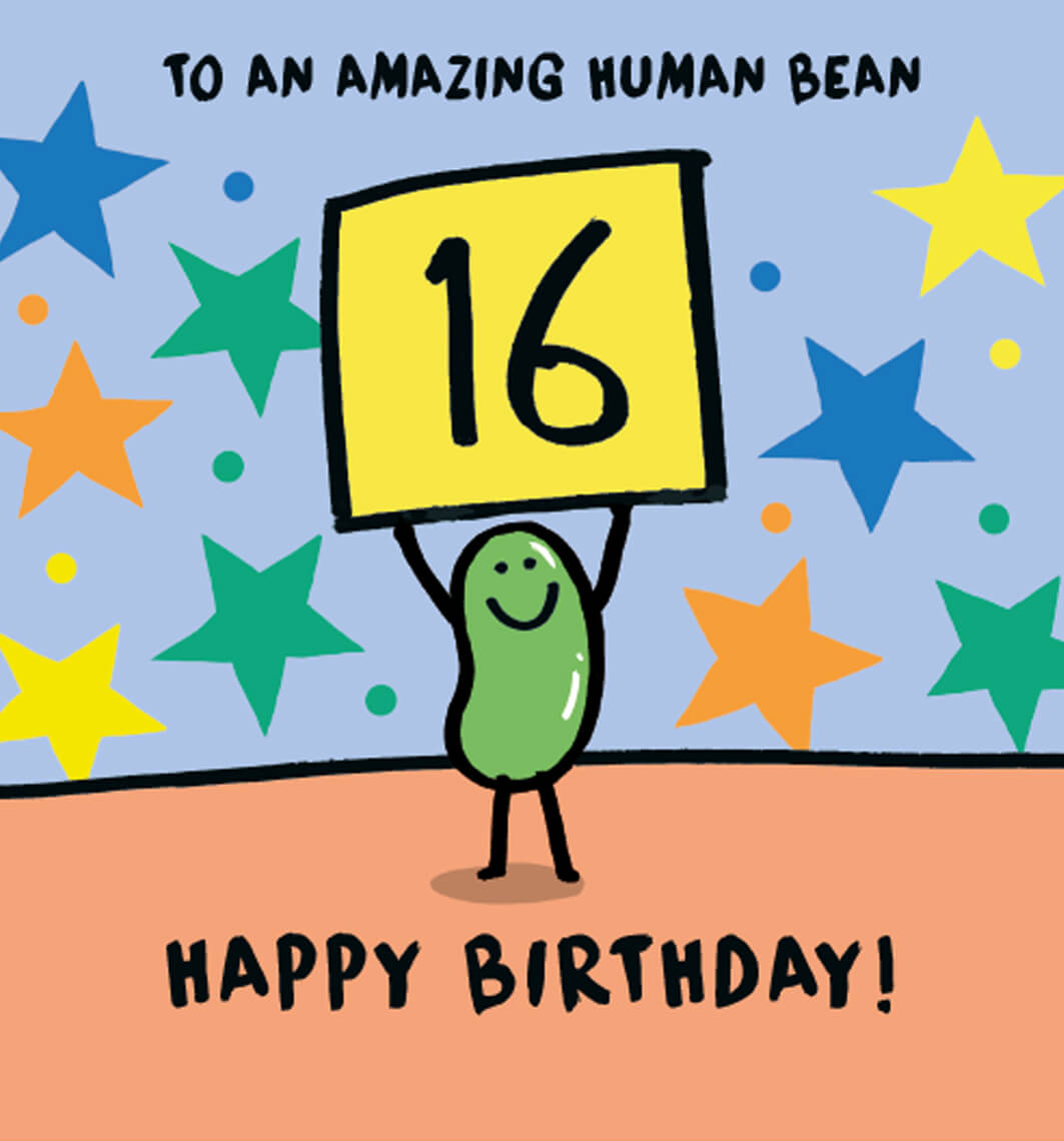 16th Human Bean Birthday Card