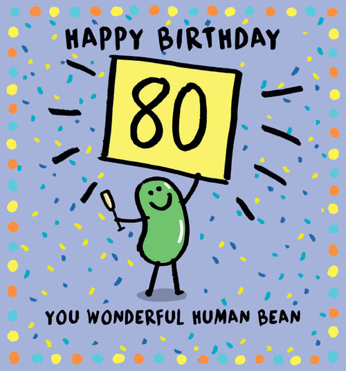 80th Human Bean Birthday Card