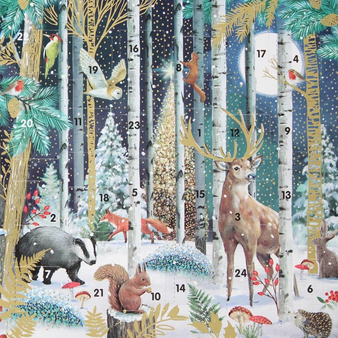 Snowy Woodland Scene Advent Calendar Card
