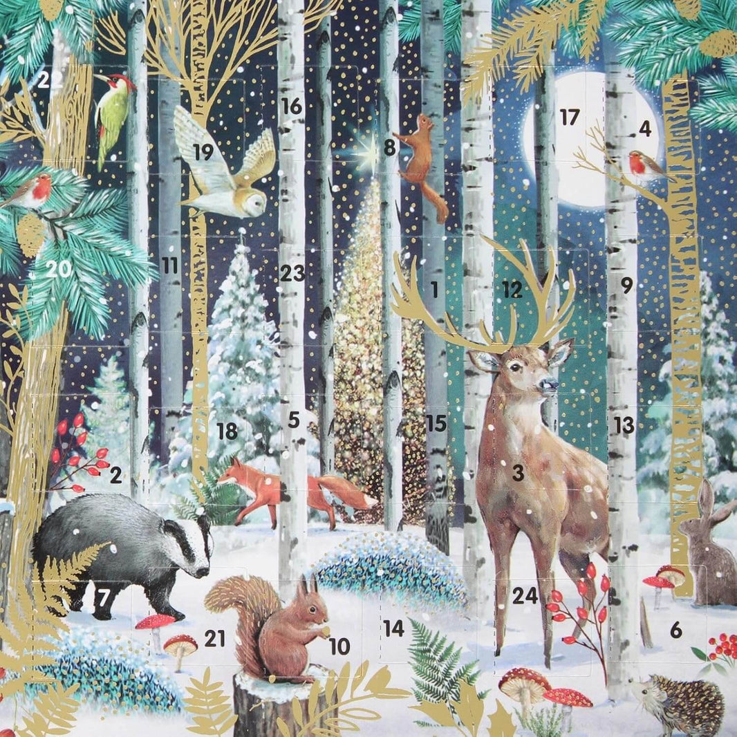 Snowy Woodland Scene Advent Calendar Card
