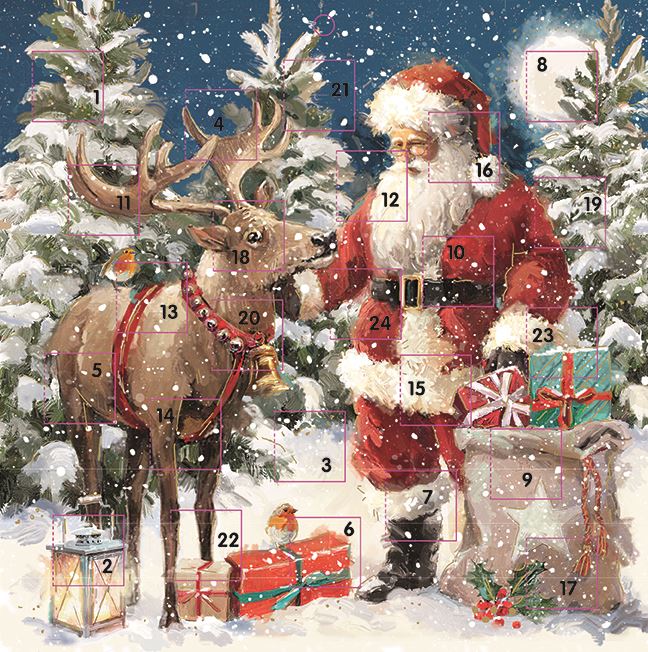 Santa and Reindeer Square Advent Calendar