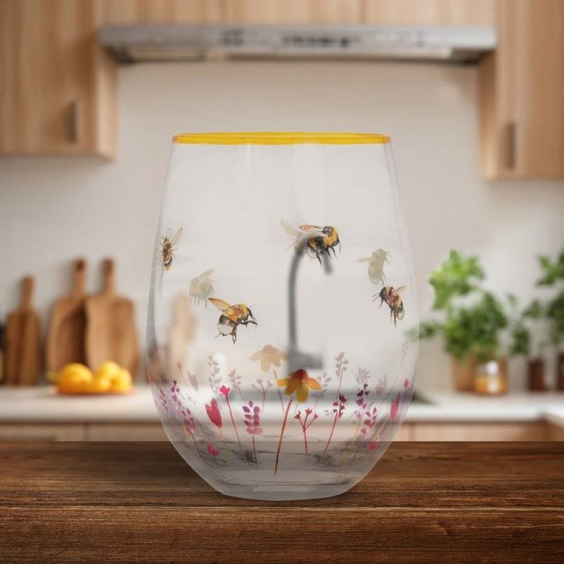 Busy Bees Stemless Glass