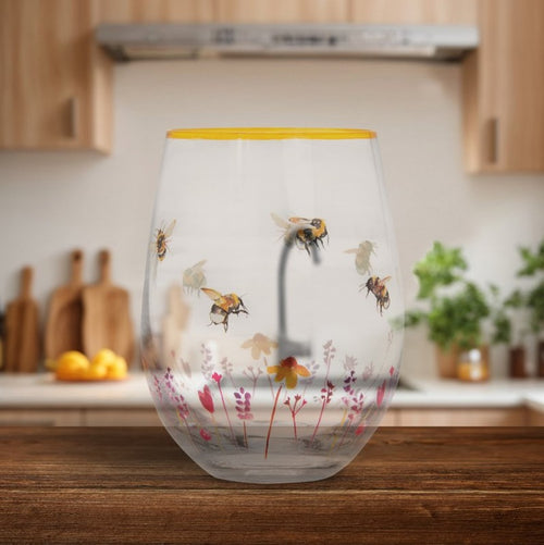 Busy Bees Stemless Glass