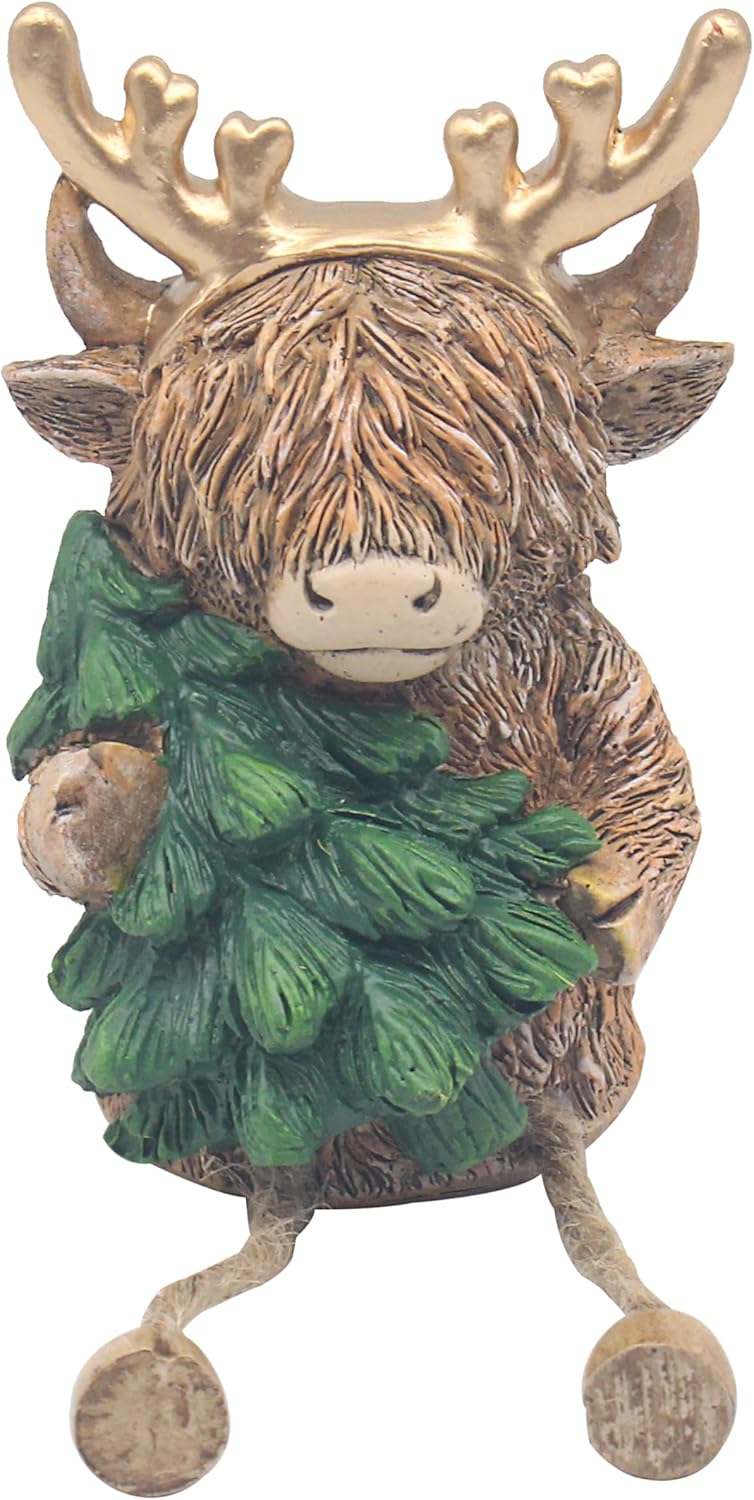 Highland Cow with Tree Christmas Ornament
