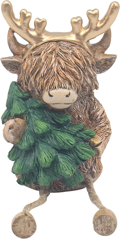 Highland Cow with Tree Christmas Ornament