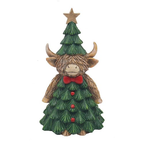 Highland Cow in Tree Large Christmas Ornament