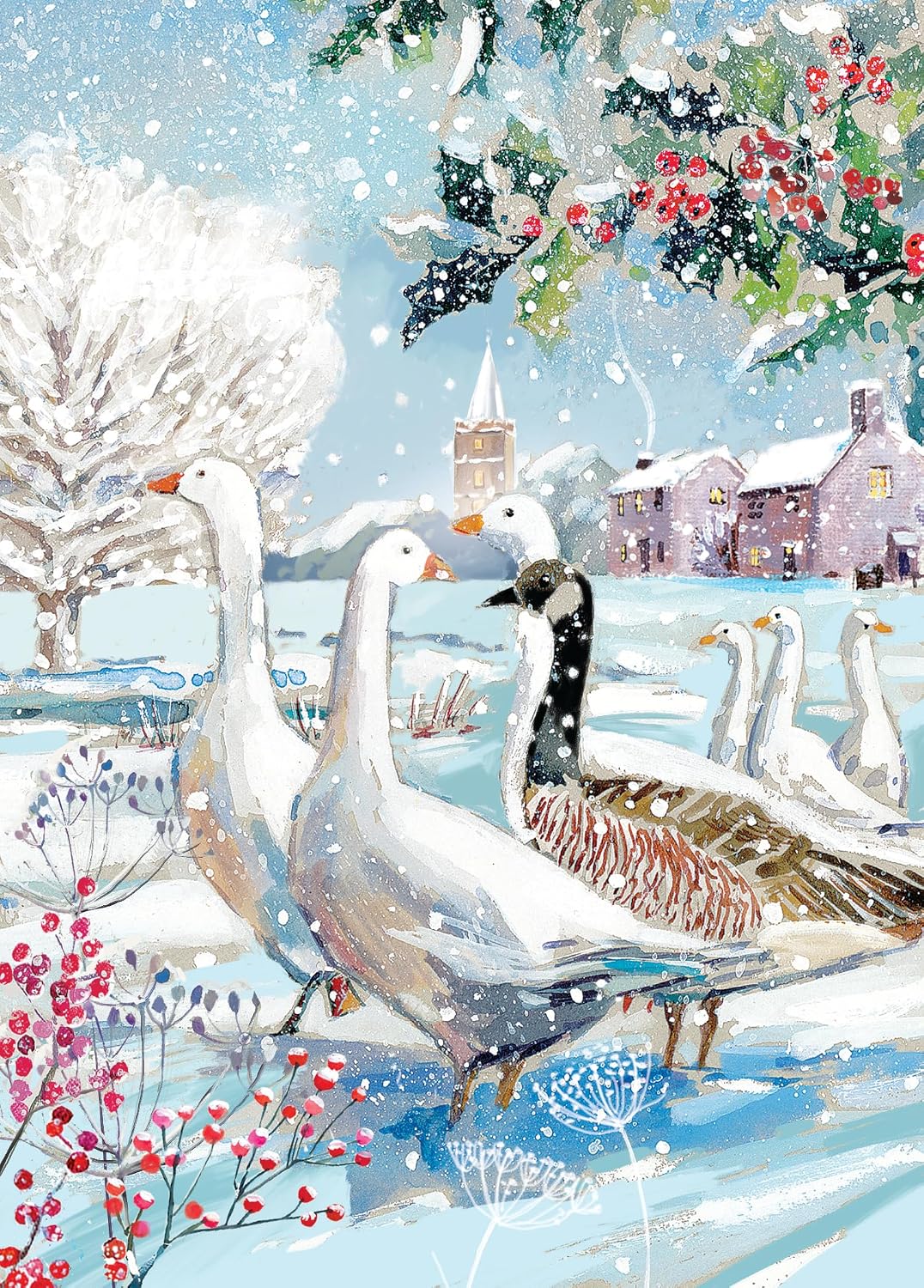 Snowy Scene Christmas Cards - 24 Cards in 6 Traditional Designs