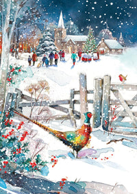 Snowy Scene Christmas Cards - 24 Cards in 6 Traditional Designs