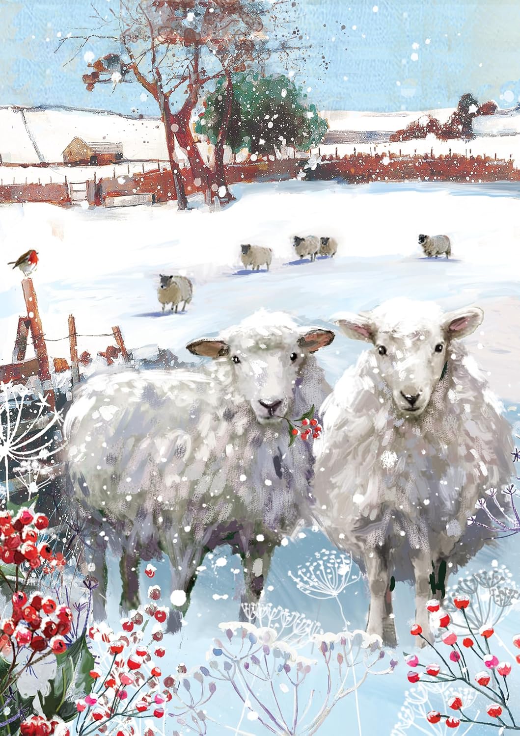 Snowy Scene Christmas Cards - 24 Cards in 6 Traditional Designs