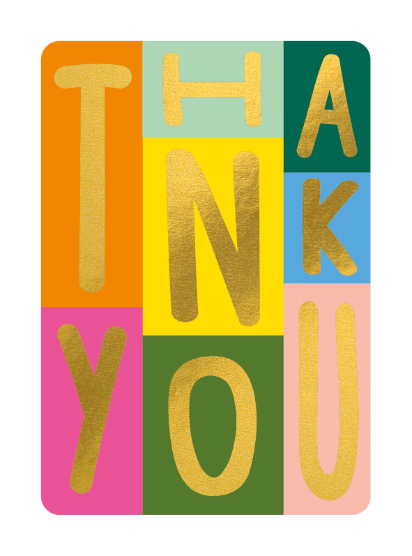 Thank You Multi Coloured Pack 6 Cards