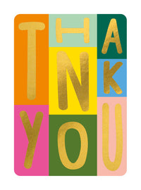 Thank You Multi Coloured Pack 6 Cards