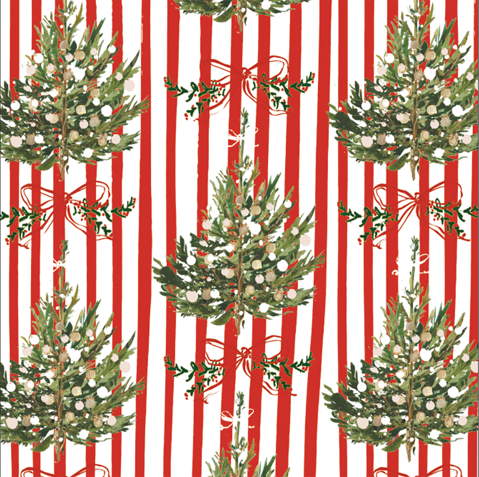 Striped Spruce Christmas Napkins