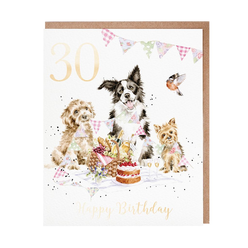 30th Birthday Card Dog Party