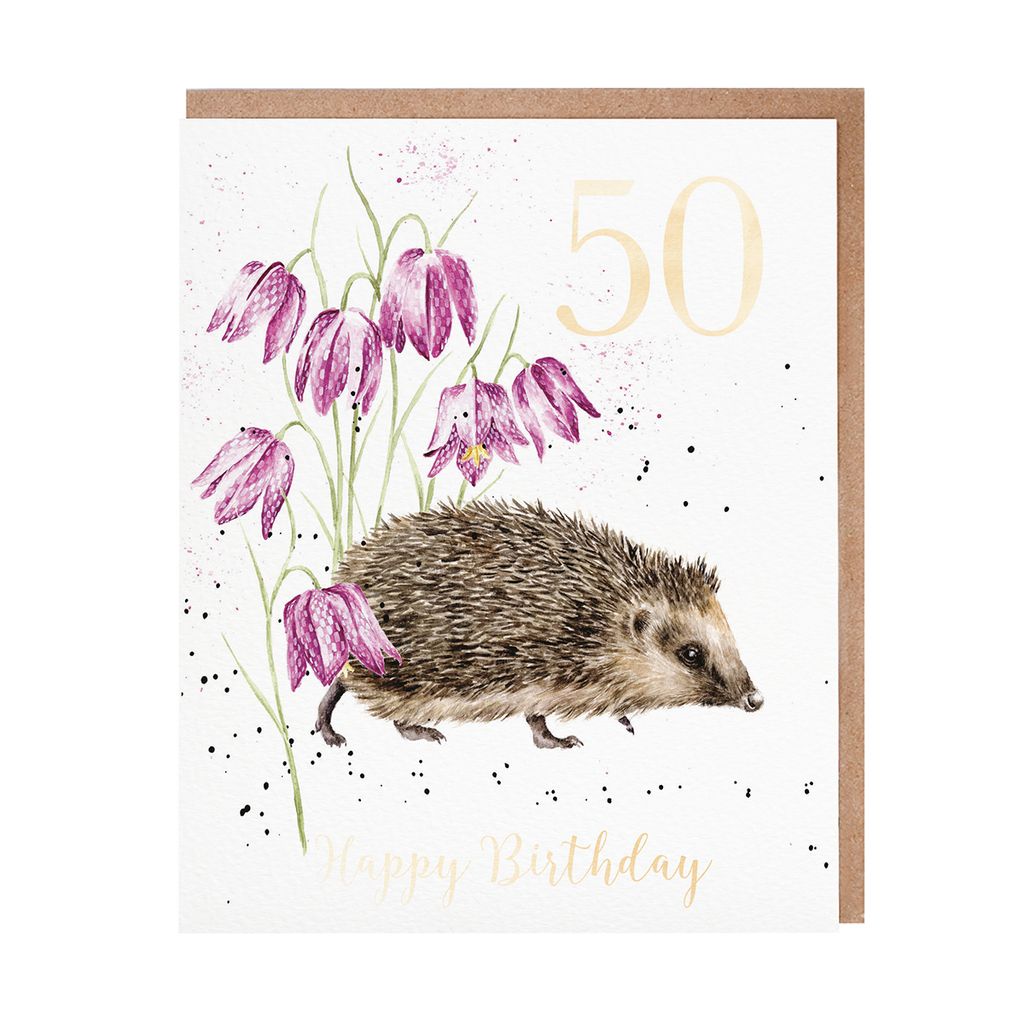 50th Birthday Card Hedgehog