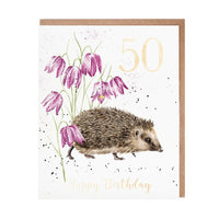 50th Birthday Card Hedgehog