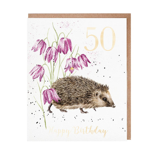50th Birthday Card Hedgehog
