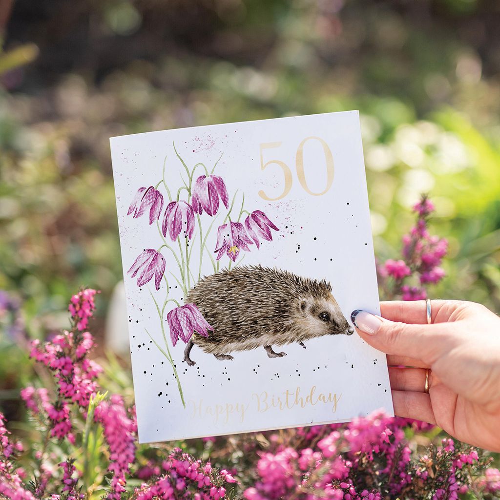 50th Birthday Card Hedgehog