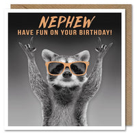 Nephew Racoon Birthday Card
