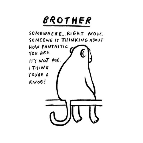 Monkey Thinking Brother Birthday Card
