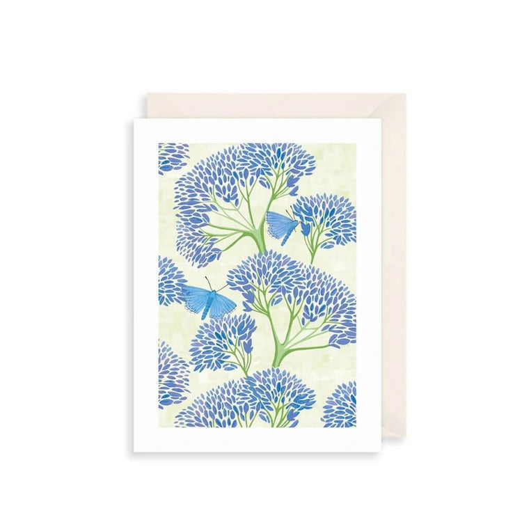 Blue Flowers and Butterfly Birthday Card