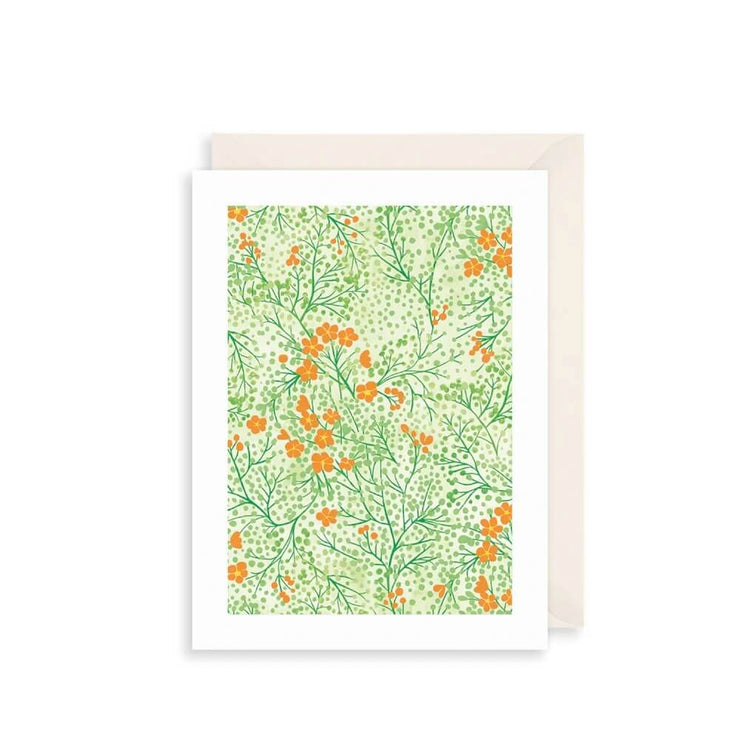 Green and Orange Flowers Birthday Card