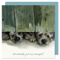 Sausages Border Terriers Birthday Card