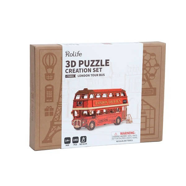 London Tour Bus Wooden Model Kit